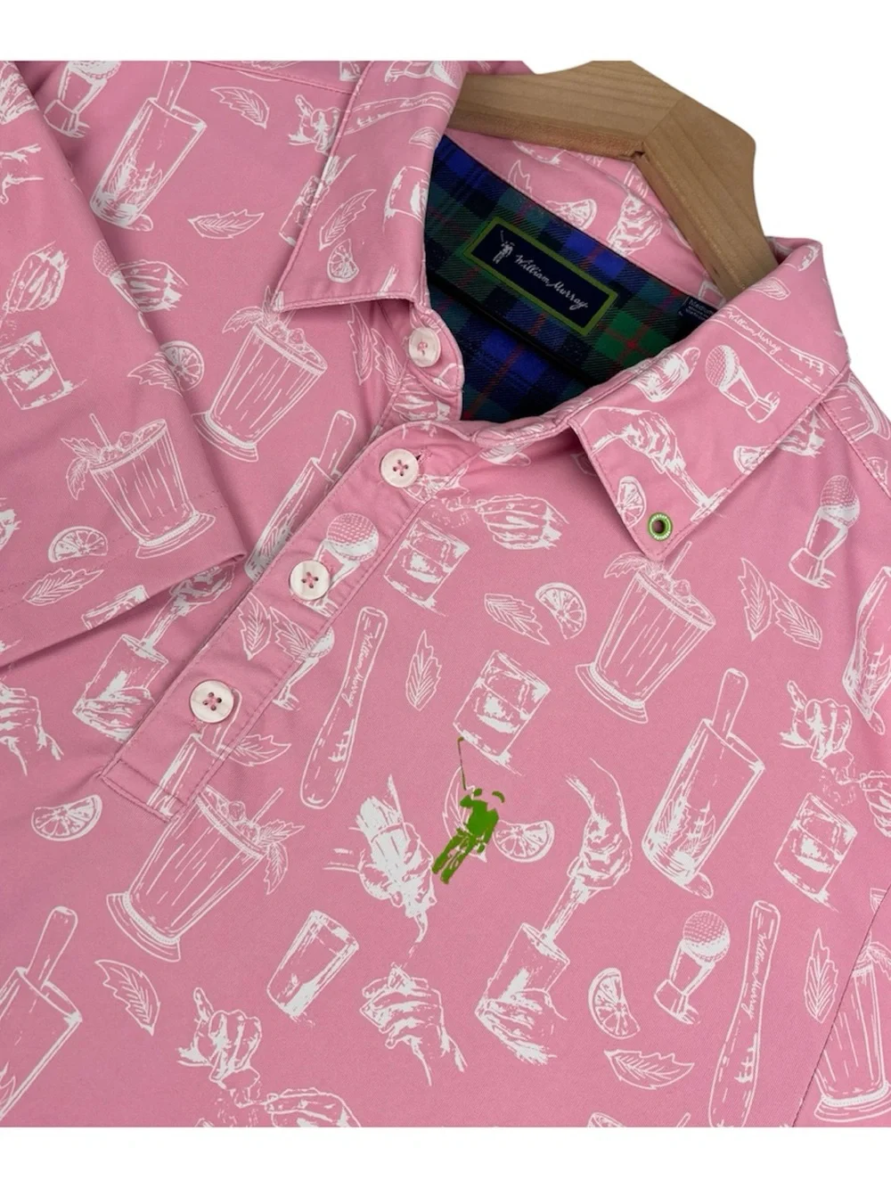 William Murray Shirt Men Medium Pink Minty Fresh Novelty Golf Polo